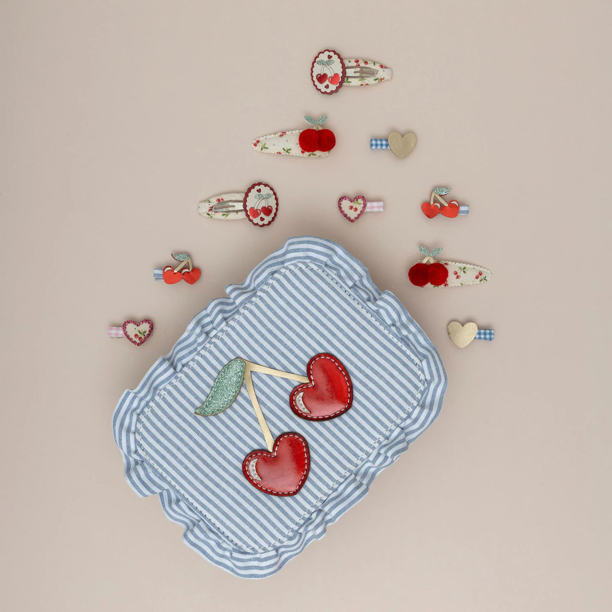 2-pack Scallop Framed Cherries haarclipjes