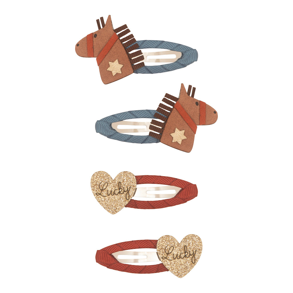 4-pack Lucky Horse haarclipjes