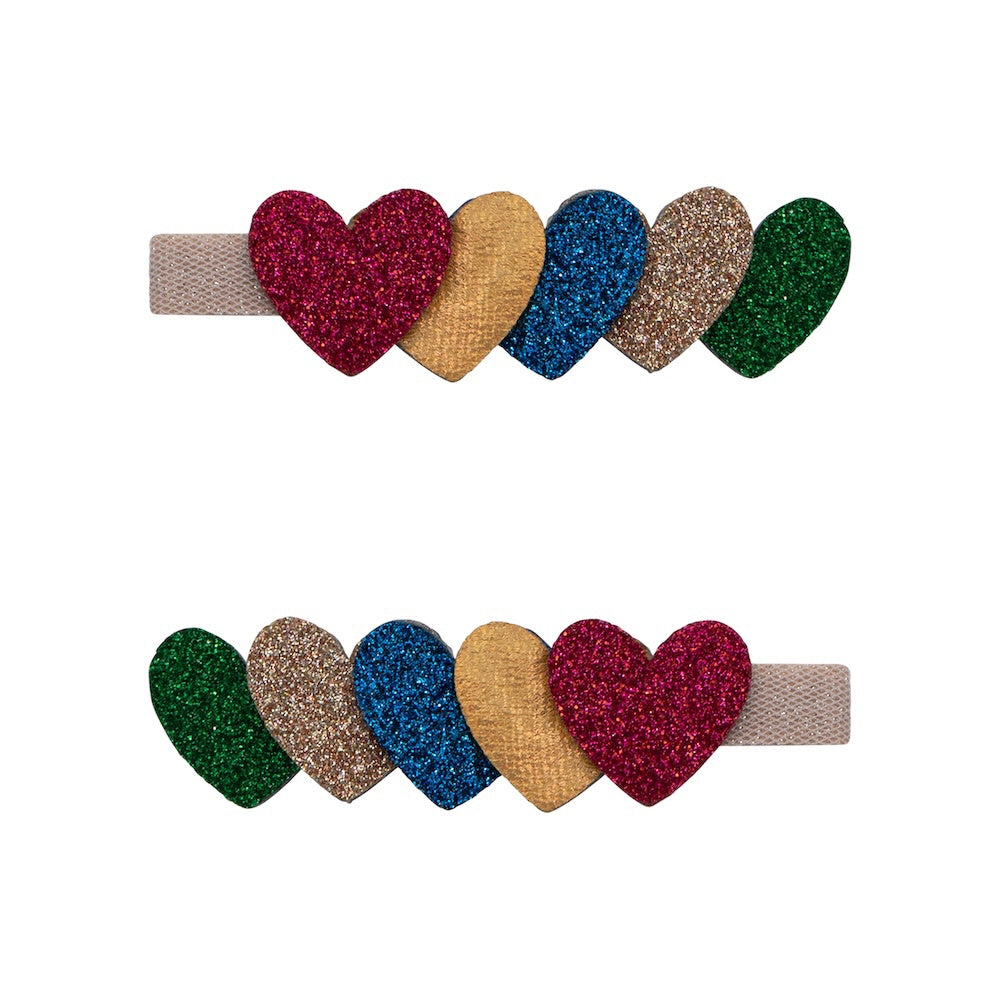 2er-Pack Jazzy Layered Heart Haarspangen